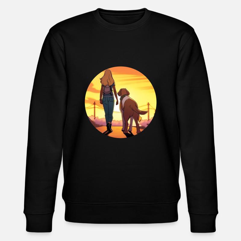 Blonde Frau mit Hund im Park - Stanley/Stella Unisex Bio-Sweatshirt CHANGER - Schwarz