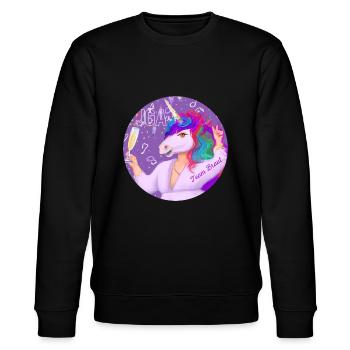 JGA Einhorn mit Sektglas - Team Braut - Stanley/Stella Unisex Bio-Sweatshirt CHANGER  - Schwarz - Vorne - Nik (191cm) & Marisol (170cm)