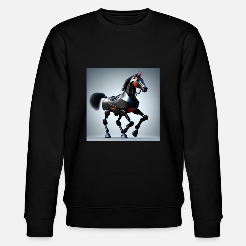 Roboterpferd Version 1 - Stanley/Stella Unisex Bio-Sweatshirt CHANGER  - Schwarz