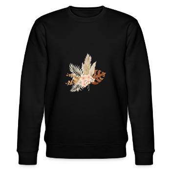 Boho -Blumen - Stanley/Stella Unisex Bio-Sweatshirt CHANGER  - Schwarz - Vorne - Nik (191cm) & Marisol (170cm)