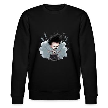 Angry Drummer Boy - Stanley/Stella Unisex Bio-Sweatshirt CHANGER  - Schwarz - Vorne - Nik (191cm) & Marisol (170cm)