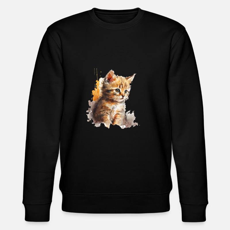 Chaton aquarelle - Sweat bio CHANGER Stanley/Stella Unisexe - noir