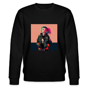Laura die Unbesiegbare - Stanley/Stella Unisex Bio-Sweatshirt CHANGER  - Schwarz - Vorne - Nik (191cm) & Marisol (170cm)