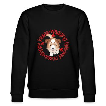 AUSTRALIAN SHEPHERD sloppy kisses - Stanley/Stella CHANGER Unisex Organic Sweatshirt - black - Front - Nik (191cm) & Marisol (170cm)