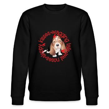Cute Bassett Hound, sloppy kisses - Stanley/Stella CHANGER Unisex Organic Sweatshirt - black - Front - Nik (191cm) & Marisol (170cm)