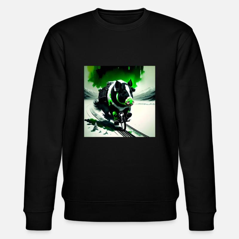Das grüne Schwein - Stanley/Stella Unisex Bio-Sweatshirt CHANGER  - Schwarz