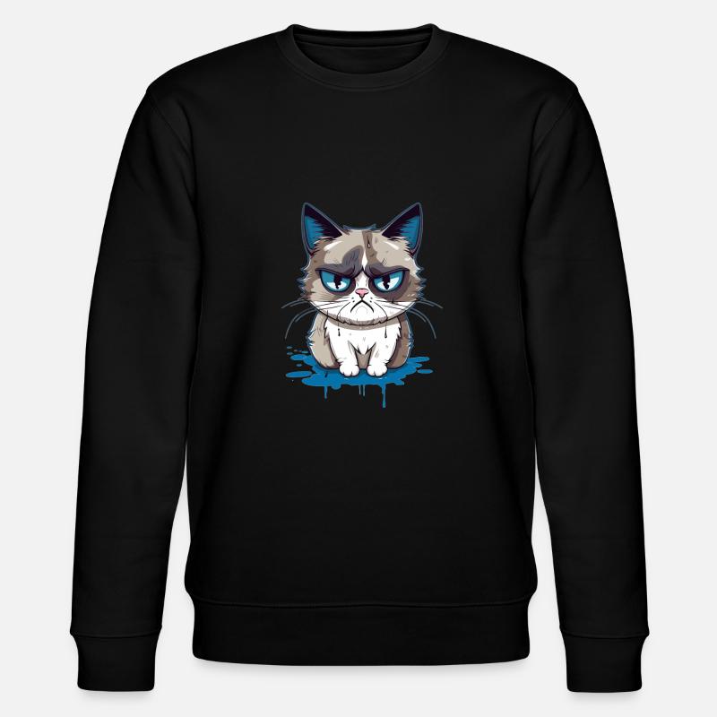 Knuffige mürrische Cat - Stanley/Stella Unisex Bio-Sweatshirt CHANGER - Schwarz