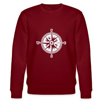 Kompass Nautik Segelboot Seefahrer - Stanley/Stella Unisex Bio-Sweatshirt CHANGER  - Burgunderrot - Vorne - Nik (191cm) & Marisol (170cm)