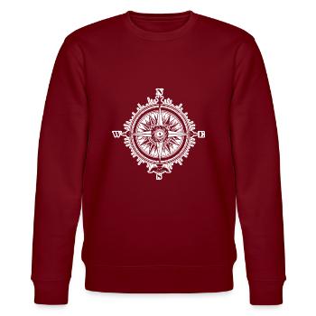 Kompass Nautik Segelboot Seefahrer - Stanley/Stella Unisex Bio-Sweatshirt CHANGER  - Burgunderrot - Vorne - Nik (191cm) & Marisol (170cm)