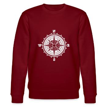 Kompass Nautik Segelboot Seefahrer - Stanley/Stella Unisex Bio-Sweatshirt CHANGER  - Burgunderrot - Vorne - Nik (191cm) & Marisol (170cm)