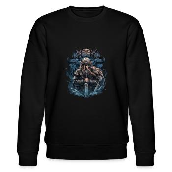 Wikinger Nordmann: Elegantes nordisches Design - Stanley/Stella Unisex Bio-Sweatshirt CHANGER  - Schwarz - Vorne - Nik (191cm) & Marisol (170cm)