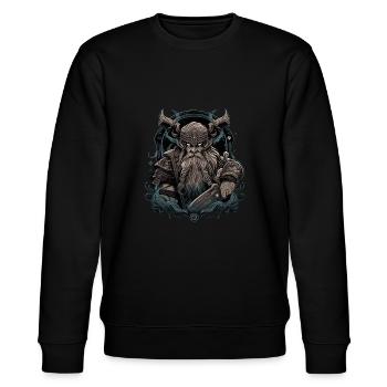 Wikinger Nordmann: Elegantes nordisches Design - Stanley/Stella Unisex Bio-Sweatshirt CHANGER  - Schwarz - Vorne - Nik (191cm) & Marisol (170cm)