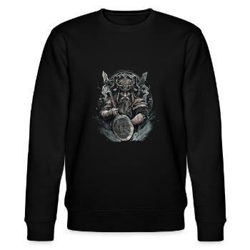 Wikinger Nordmann: Elegantes nordisches Design - Stanley/Stella Unisex Bio-Sweatshirt CHANGER  - Schwarz - Vorne - Nik (191cm) & Marisol (170cm)