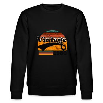 Jahrgang 1980 - Stanley/Stella Unisex Bio-Sweatshirt CHANGER  - Schwarz - Vorne - Nik (191cm) & Marisol (170cm)