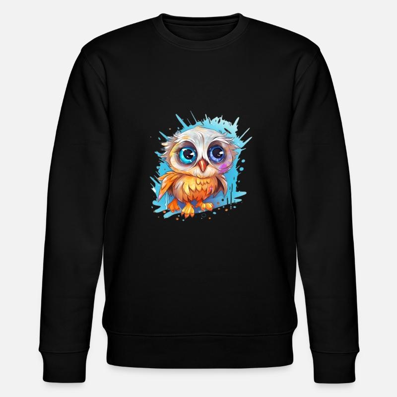 Niedliche Wachsame Eule | Nachtschwärmer Eule - Stanley/Stella Unisex Bio-Sweatshirt CHANGER  - Schwarz