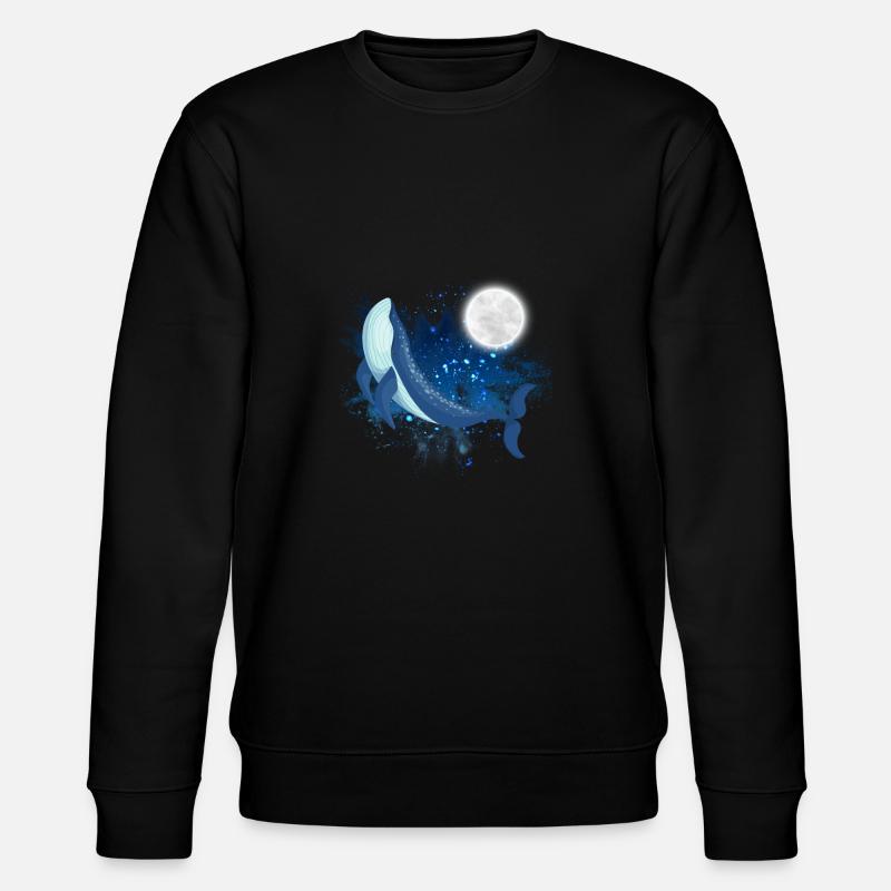 Rorqual bleu avec lune - Sweat bio CHANGER Stanley/Stella Unisexe - noir