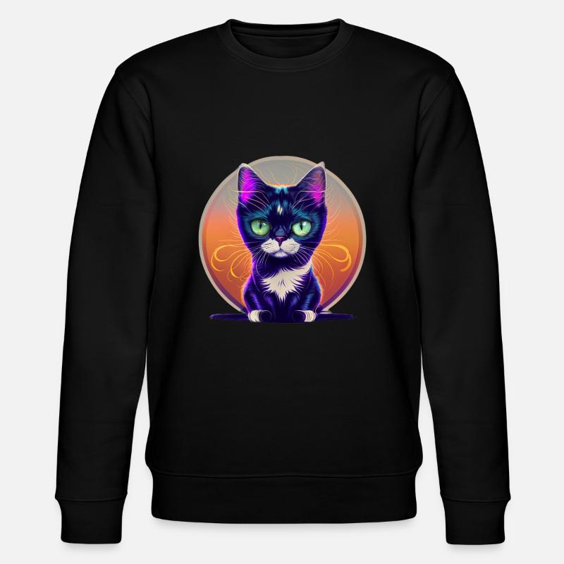 Sunset Cat - Stanley/Stella Unisex Bio-Sweatshirt CHANGER  - Schwarz