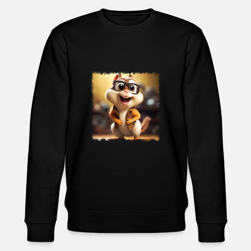 lustiges Streifenhörnchen - Stanley/Stella Unisex Bio-Sweatshirt CHANGER  - Schwarz