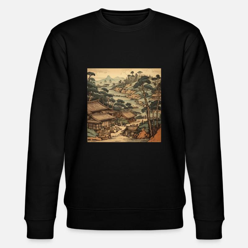 Motif de paysage japonais - Sweat bio CHANGER Stanley/Stella Unisexe - noir