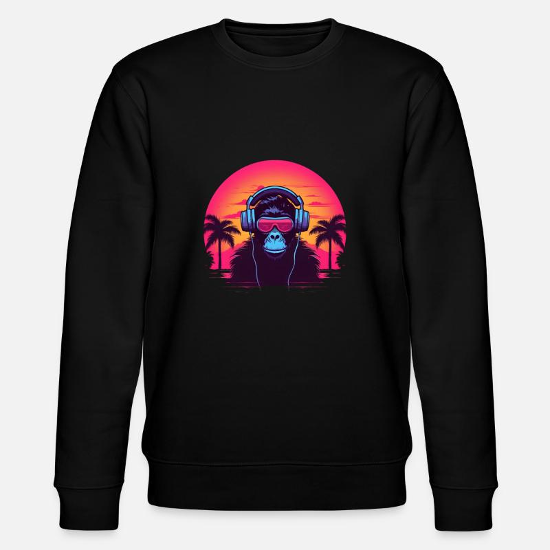 Synthwave DJ Ape - Stanley/Stella Unisex Bio-Sweatshirt CHANGER  - Schwarz