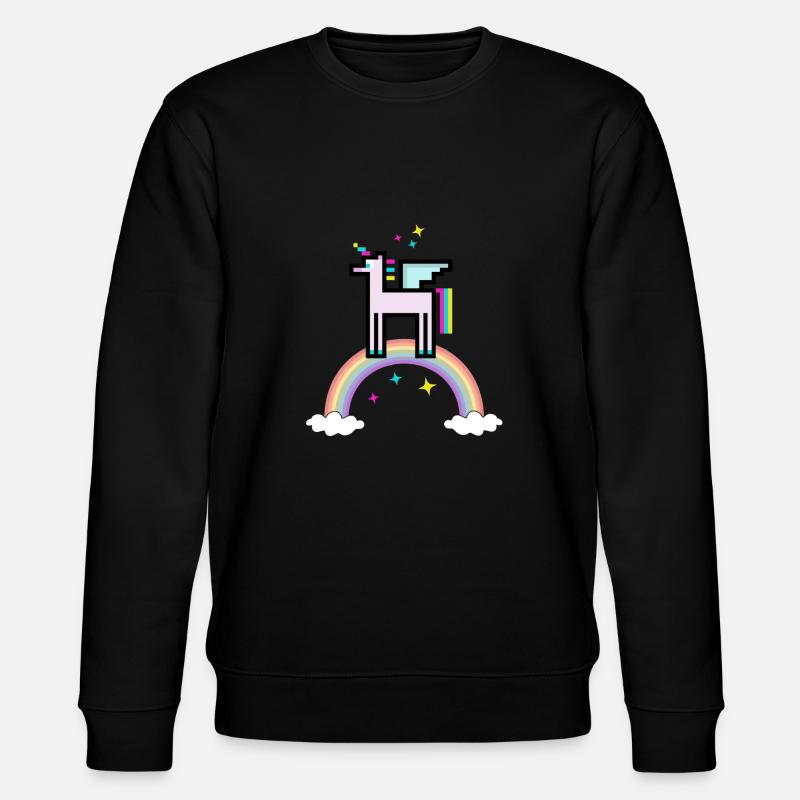 RetroEinhornRegenbogen - Stanley/Stella Unisex Bio-Sweatshirt CHANGER  - Schwarz