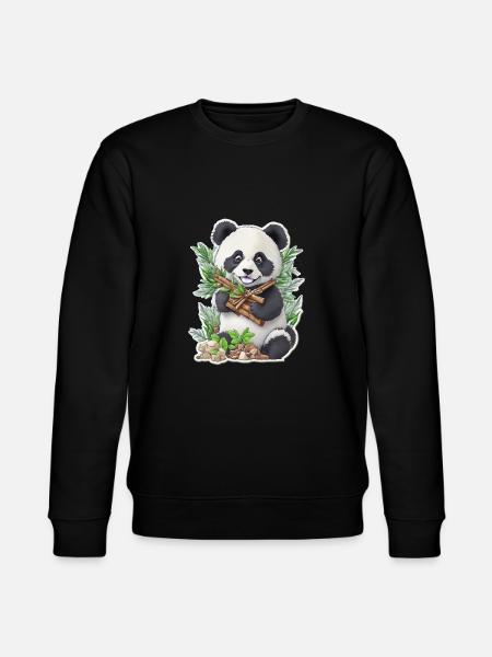 Panda bear eats bamboo - Stanley/Stella CHANGER Unisex Organic Sweatshirt - black