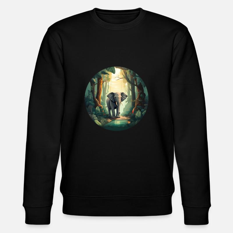 Regenwald-Elefant - Stanley/Stella Unisex Bio-Sweatshirt CHANGER  - Schwarz
