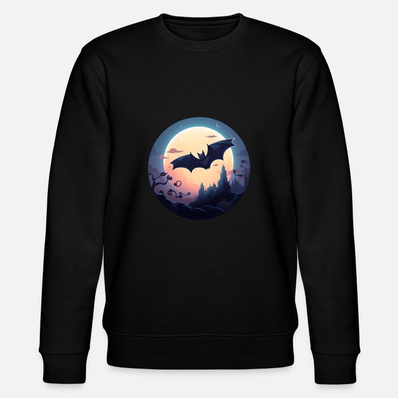 Fledermaus Vollmond - Stanley/Stella Unisex Bio-Sweatshirt CHANGER  - Schwarz