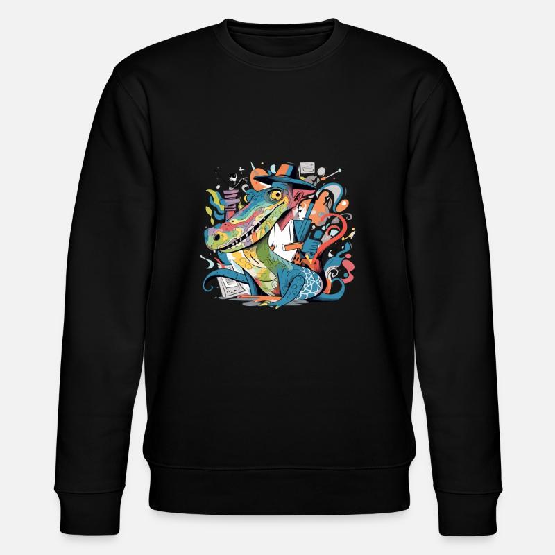 Izidi, der Alligator - Stanley/Stella Unisex Bio-Sweatshirt CHANGER  - Schwarz