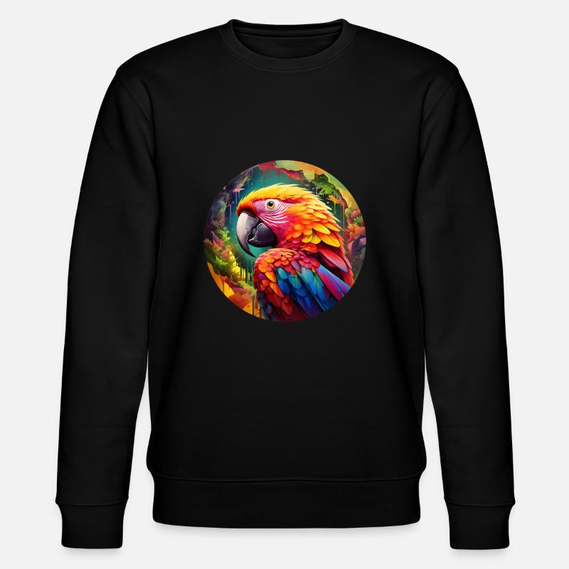 Regenbogen-Papagei - Stanley/Stella Unisex Bio-Sweatshirt CHANGER  - Schwarz