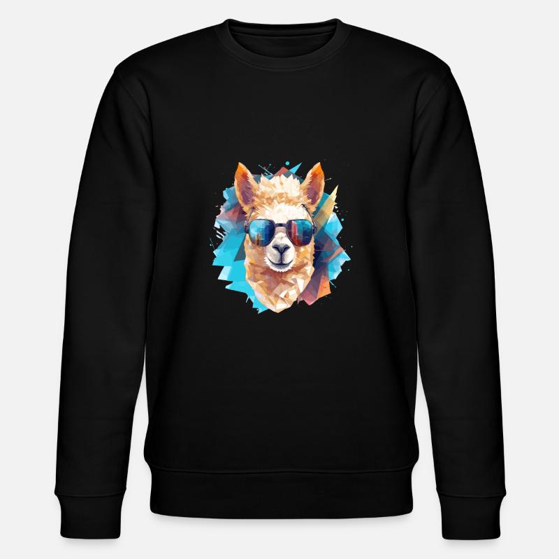 Alpaca mit Kopfhörern Polygon-Art - Stanley/Stella Unisex Bio-Sweatshirt CHANGER  - Schwarz