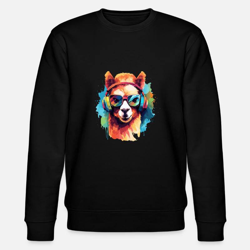 Funky Alpaka Rainbow-Art - Stanley/Stella Unisex Bio-Sweatshirt CHANGER  - Schwarz