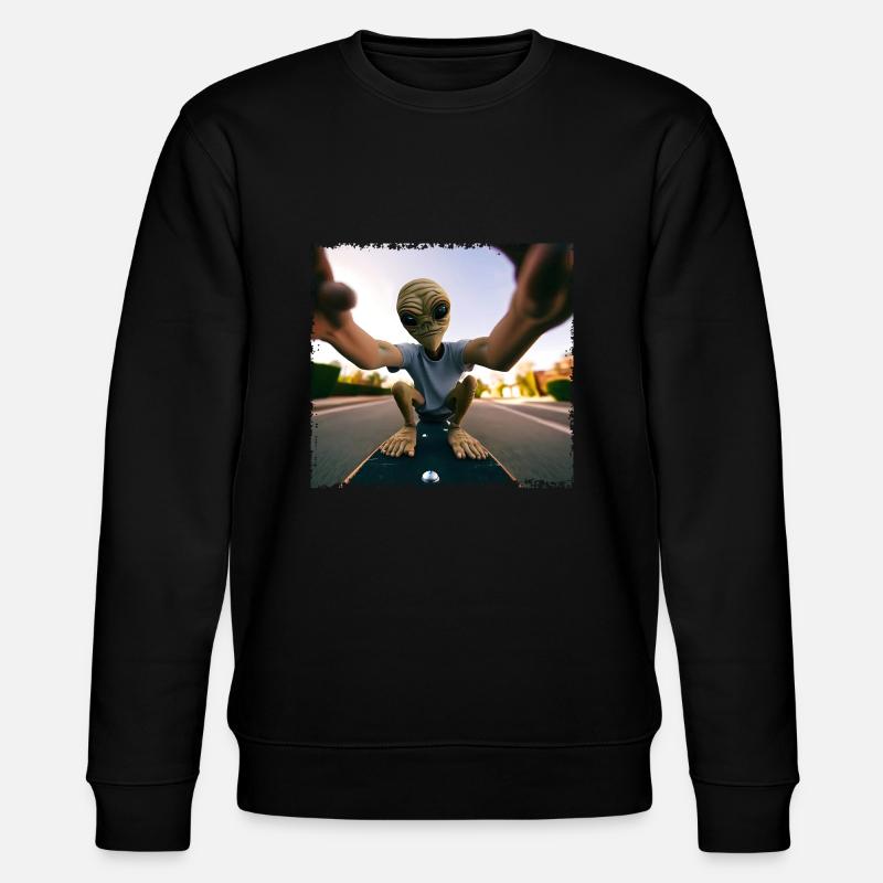 Alien Skateboard Selfie - Stanley/Stella Unisex Bio-Sweatshirt CHANGER  - Schwarz