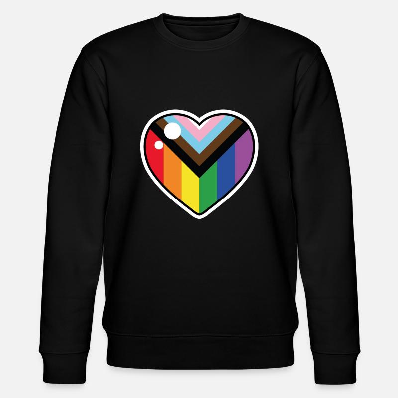 Herz (Progress Pride Flagge) - Stanley/Stella Unisex Bio-Sweatshirt CHANGER  - Schwarz