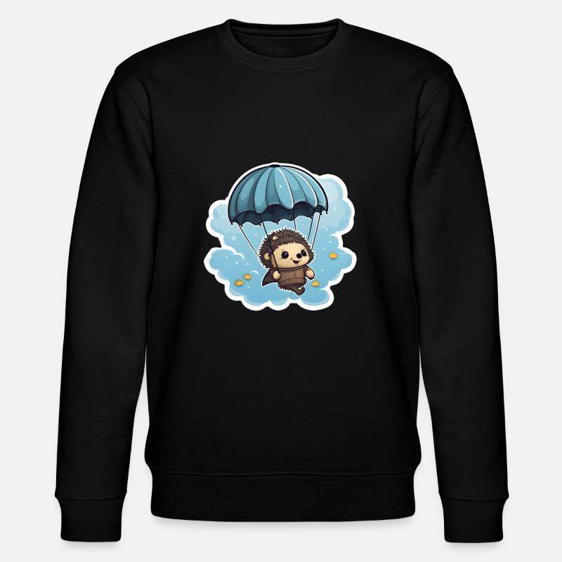 Igel mit Fallschirm - Stanley/Stella Unisex Bio-Sweatshirt CHANGER  - Schwarz