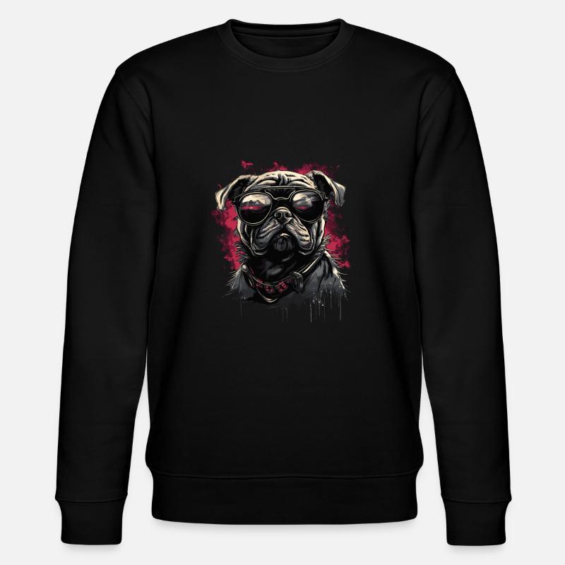 Mops Hund mit Sonnenbrille - Stanley/Stella Unisex Bio-Sweatshirt CHANGER  - Schwarz