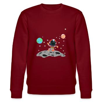 Astronaut Red White - Stanley/Stella CHANGER Unisex Organic Sweatshirt - burgundy - Front - Nik (191cm) & Marisol (170cm)