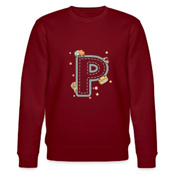 Buchstabe p Fahrzeug - personalisiertes Kindergeschenk - Stanley/Stella Unisex Bio-Sweatshirt CHANGER  - Burgunderrot - Vorne - Nik (191cm) & Marisol (170cm)