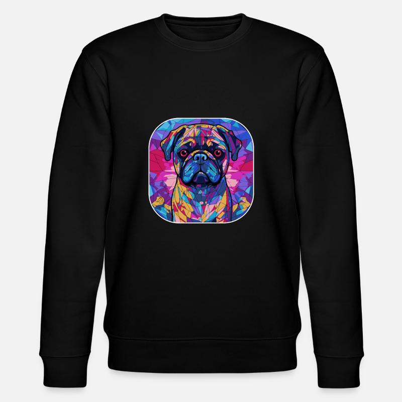 Bunte Mops-Hunderasse Aquarell-Glasmalerei - Stanley/Stella Unisex Bio-Sweatshirt CHANGER - Schwarz
