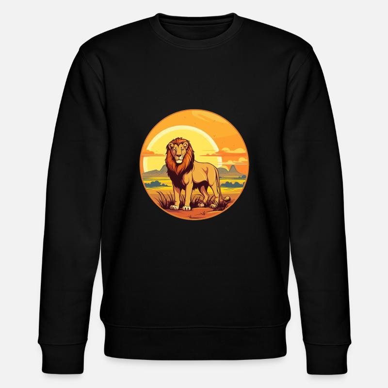 der Löwe in der Savanne - Stanley/Stella Unisex Bio-Sweatshirt CHANGER - Schwarz