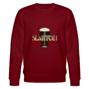 Sláinte! IrishPub Ireland Stout Beer Pint - Stanley/Stella CHANGER Unisex Organic Sweatshirt - burgundy - Front - Nik (191cm) & Marisol (170cm)