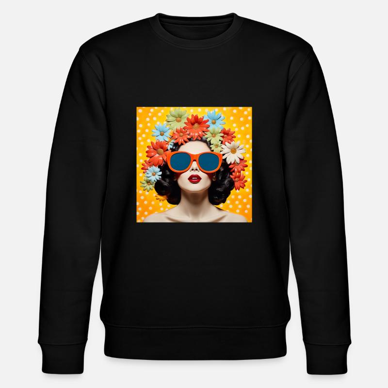 Flowerhead, Blumenkopf - Stanley/Stella Unisex Bio-Sweatshirt CHANGER  - Schwarz