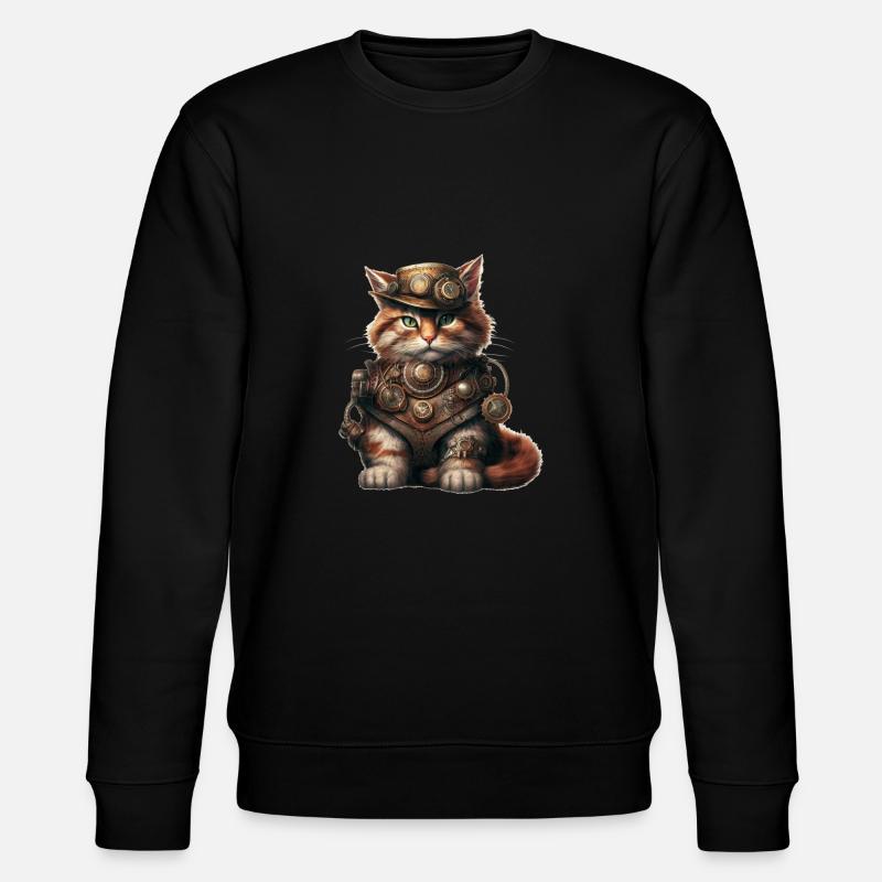 cat Steampunk - Stanley/Stella Unisex Bio-Sweatshirt CHANGER  - Schwarz