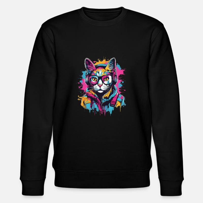 Urbane Katze - Stanley/Stella Unisex Bio-Sweatshirt CHANGER  - Schwarz