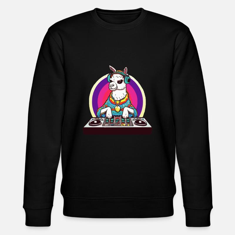 Alpaca Lama DJ Gift Idea - Stanley/Stella CHANGER Unisex Organic Sweatshirt - black