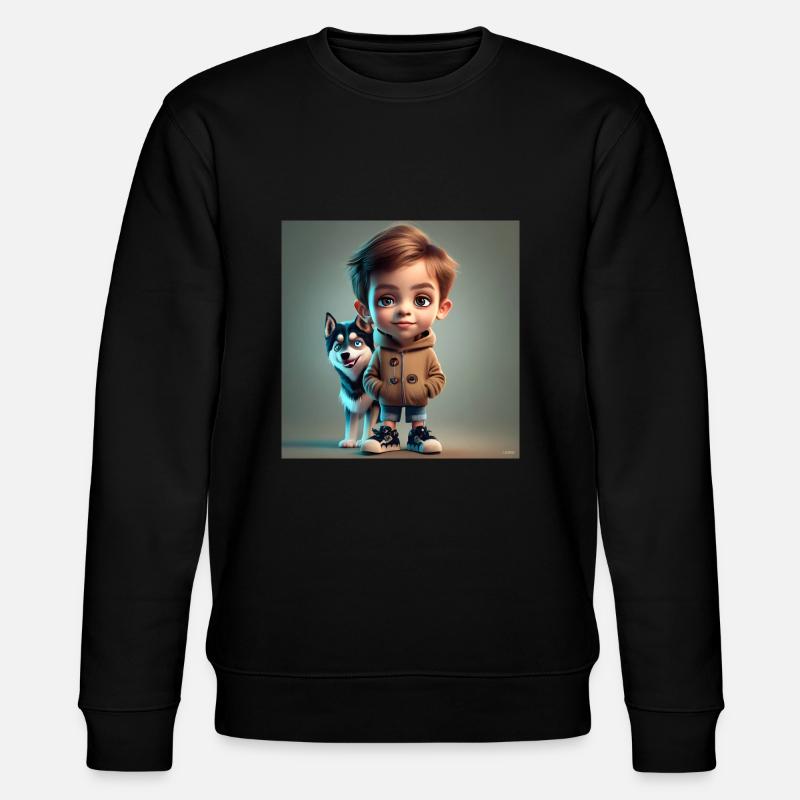 Junge mit Hund - Stanley/Stella Unisex Bio-Sweatshirt CHANGER  - Schwarz