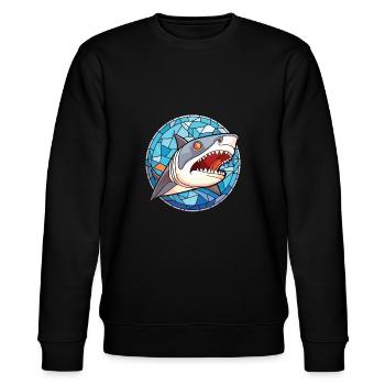 Hai buntes Aquarell Tier Haustier Illustration - Stanley/Stella Unisex Bio-Sweatshirt CHANGER  - Schwarz - Vorne - Nik (191cm) & Marisol (170cm)
