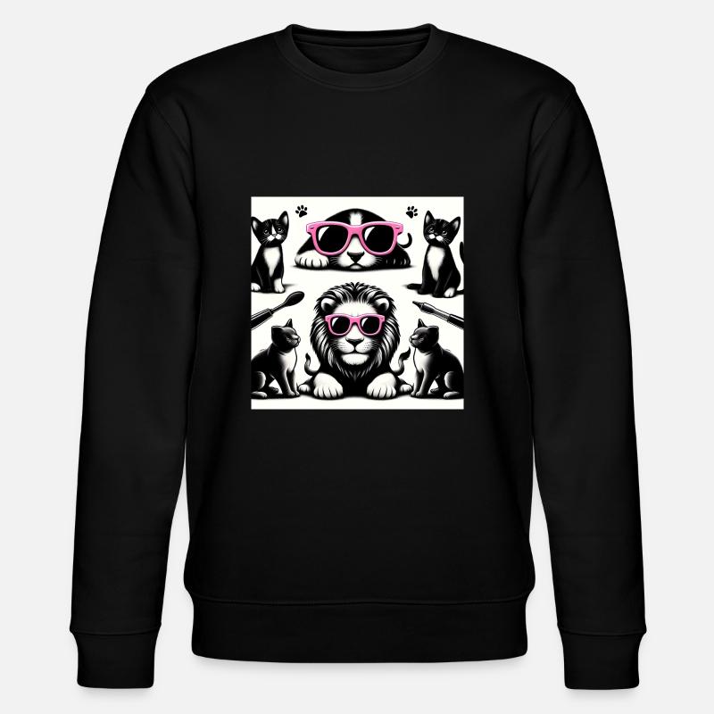 lion and cat - Stanley/Stella CHANGER Unisex Organic Sweatshirt - black