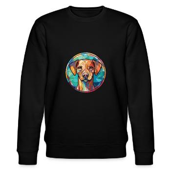 Cao De Castro Laboreiro Dog Breed Watercolor Glass - Stanley/Stella CHANGER Unisex Organic Sweatshirt - black - Front - Nik (191cm) & Marisol (170cm)