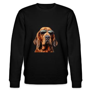 Bloodhound Cool - Bloodhound Hund - Stanley/Stella Unisex Bio-Sweatshirt CHANGER  - Schwarz - Vorne - Nik (191cm) & Marisol (170cm)